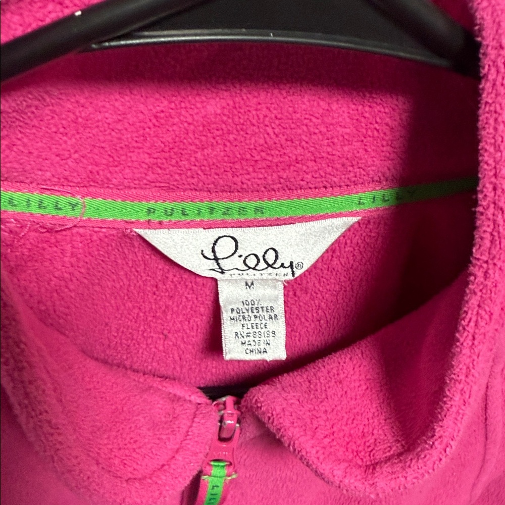 Lilly Pulitzer Fleece Zip Up Jacket - Vibrant Pink size M - Picture 2 of 4